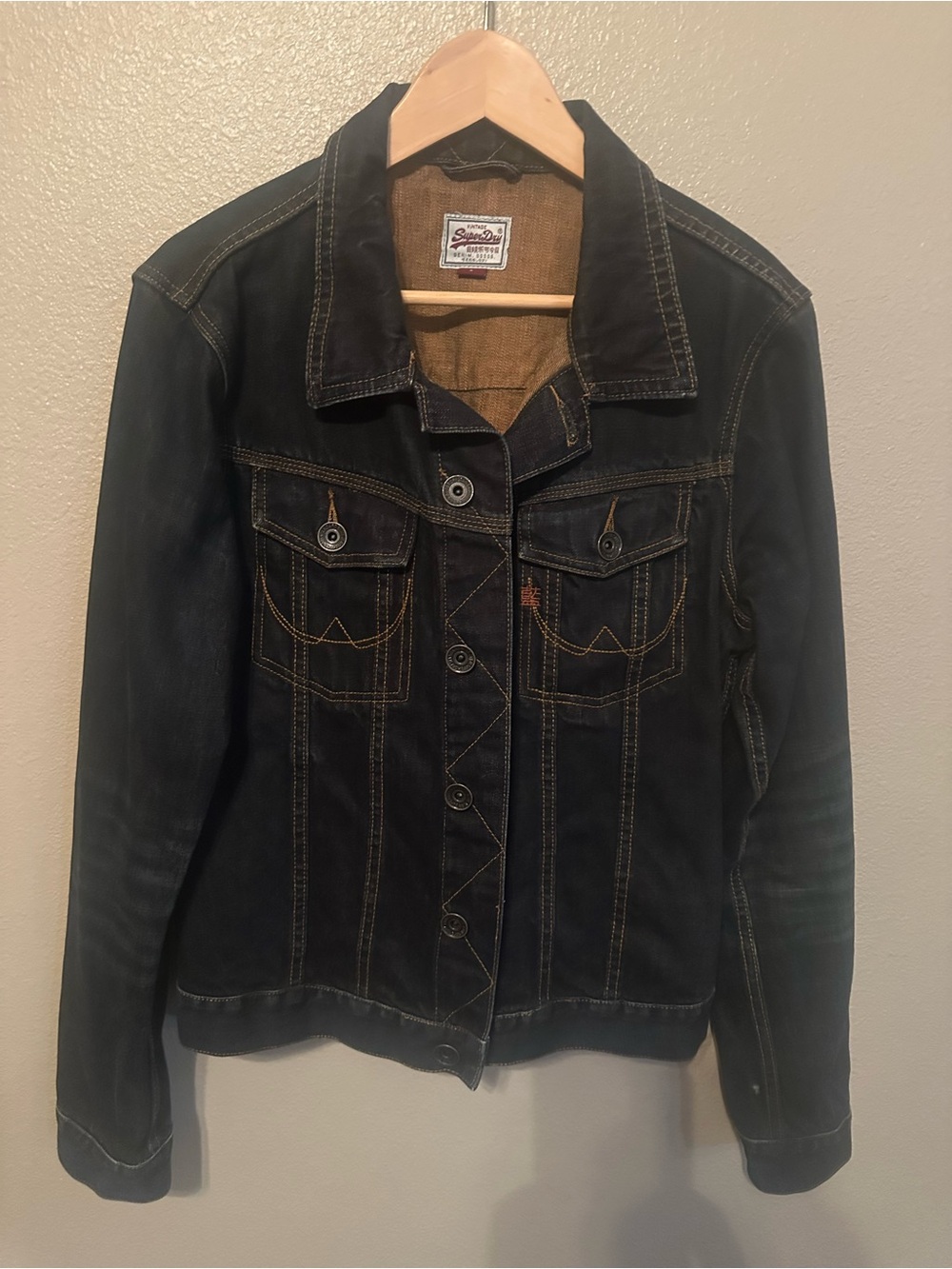 Superdry Men’s Denim Jacket with Contrast Stitching